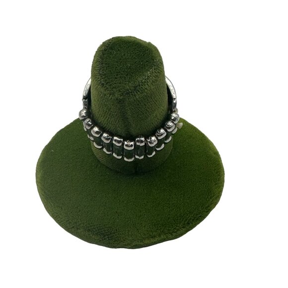 Handcrafted Silver Ring With Blue Gemstones One Size Adjustable Stretch - Picture 4 of 5